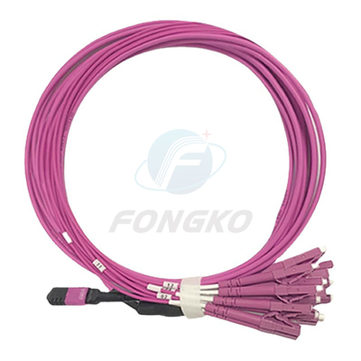 8 волокно OM4 MPO к гибкому проводу MPO LC к кабелю проламывания оптического волокна LC