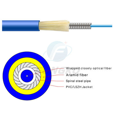 качество  Single Mode Simplex Armored Optical Fiber Cable GJSFJV With PVC Jacket Фабрика