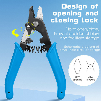 3-Hole Precision Optical Cable Stripper SC Jaw Safety Lock Spring Return Ergonomic Rubber Fiber Optic Stripper